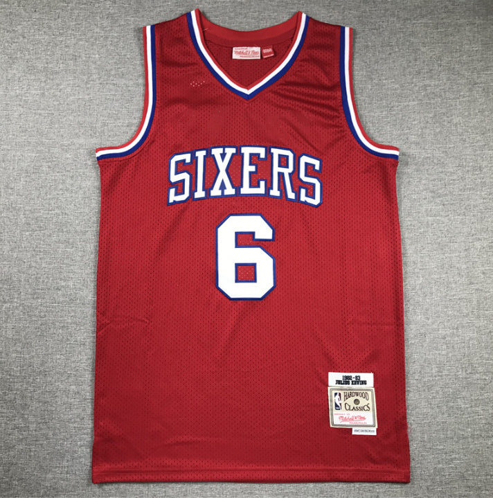 Jersey Julius Erving #6 Philadelphia 76ers (Rojo Retro)