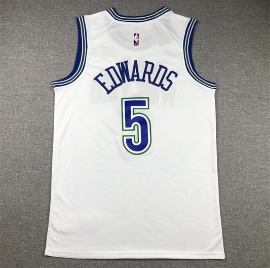 Jersey Anthony Edwards #1 Minnesota Timberwolves (Blanco y Negro)