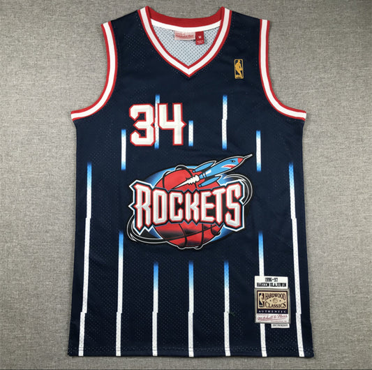 Jersey Clásico Houston Rockets #34 Hakeem Olajuwon – Hardwood Classics 96-97