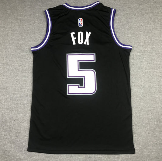 De’Aaron Fox #5 Sacramento Kings Jersey – Black “Sactown” & Blue Throwback Edition