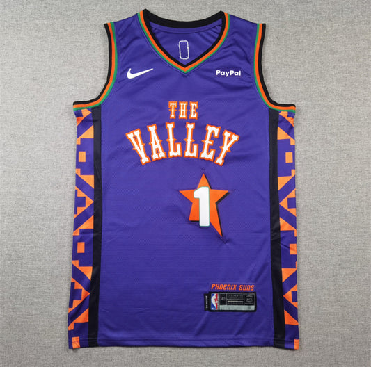 Devin Booker #1 Jersey Violeta “The Valley” Edición Icónica de los Suns