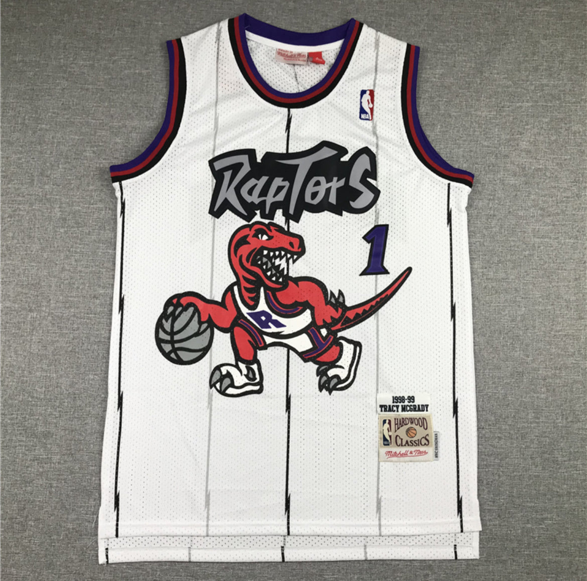Jersey Morada y blanca de Tracy McGrady #1 – Toronto Raptors Retro