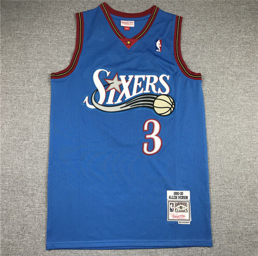 Jersey Azul de Allen Iverson #3 Edición Clásica de los Philadelphia Sixers