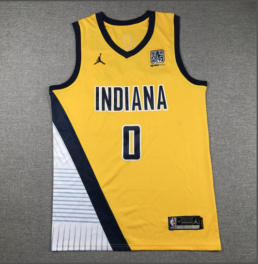 Jersey Tyrese Haliburton #0 Indiana Pacers (Amarilla & Blanca)