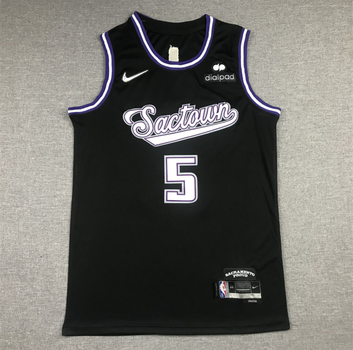 De’Aaron Fox #5 Sacramento Kings Jersey – Black “Sactown” & Blue Throwback Edition