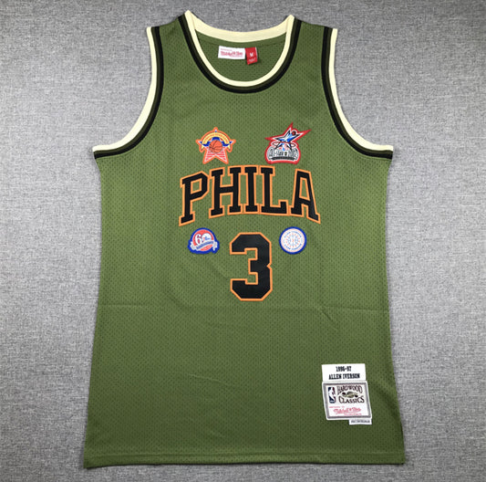 Allen Iverson PHILA Jersey Verde Oliva Edición All-Star