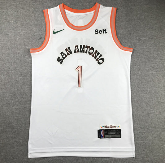 Victor Wembanyama Jersey Blanca con Naranja #1 – Estilo Exclusivo