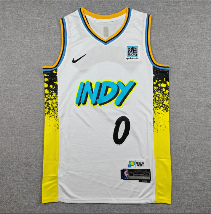 Jersey Tyrese Haliburton #0 Indiana Pacers (Amarilla & Blanca)