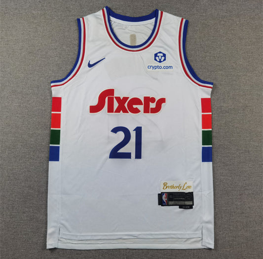 Jersey Joel Embiid #21 Philadelphia 76ers (Blanco y Rojo)